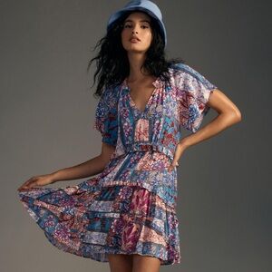 Anthropologie Robin Tiered Mini Dress